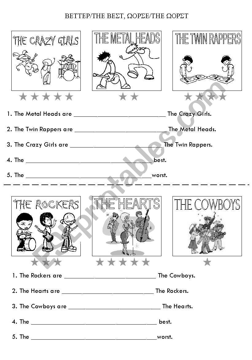 Better/best/worse/worst worksheet