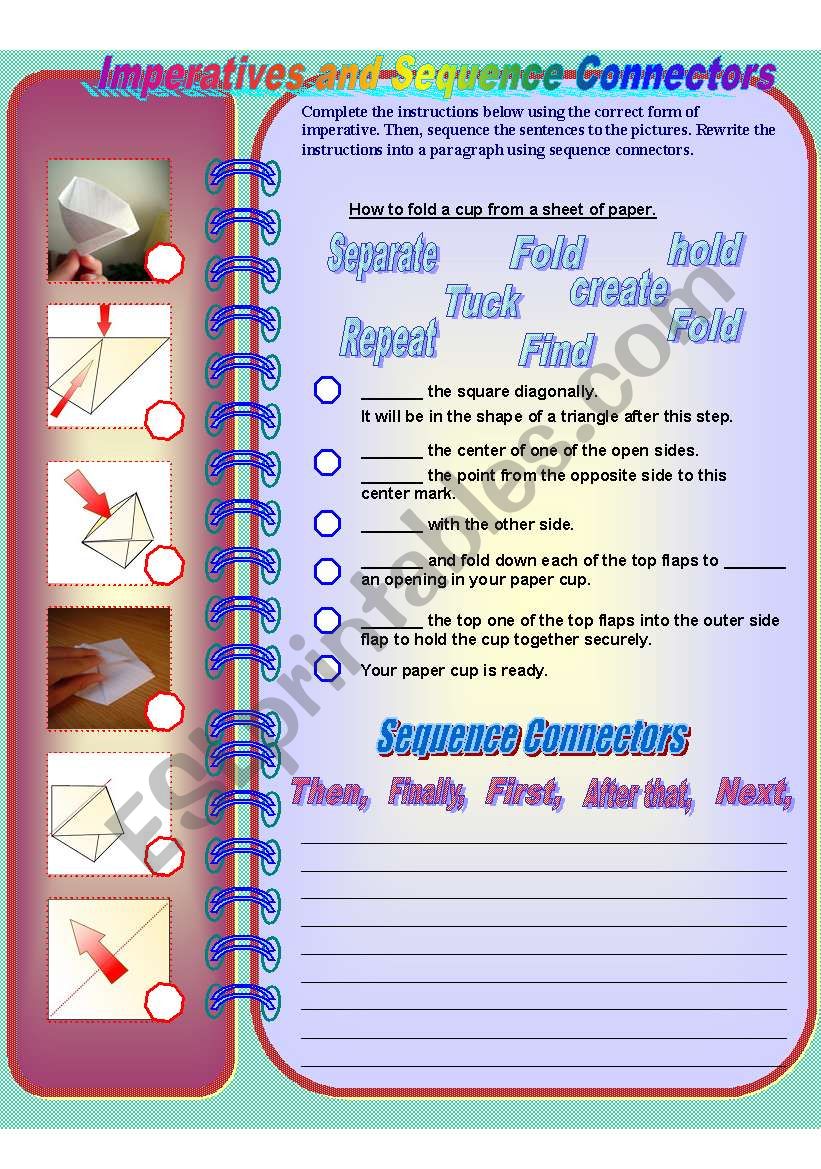 Imperatives and Sequence Connectors with answer key **fully editable