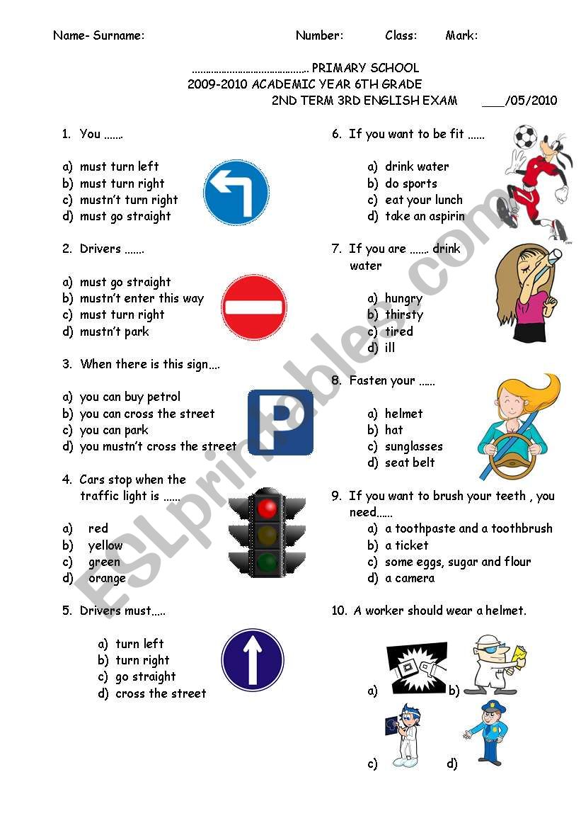 6TH GRADE 2ND TERM 3RD EXAM worksheet