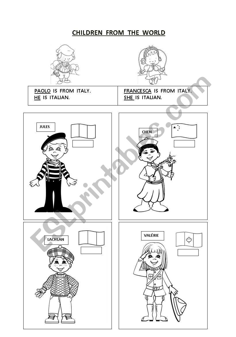 Children from the World worksheet