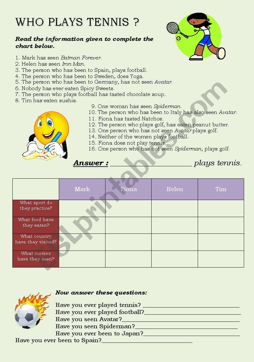 Logic game worksheet