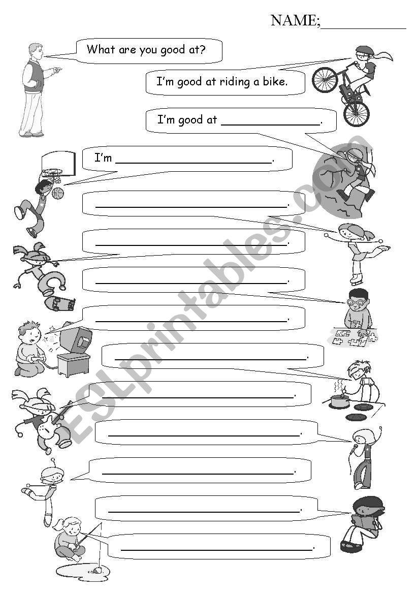 What are you good at? worksheet