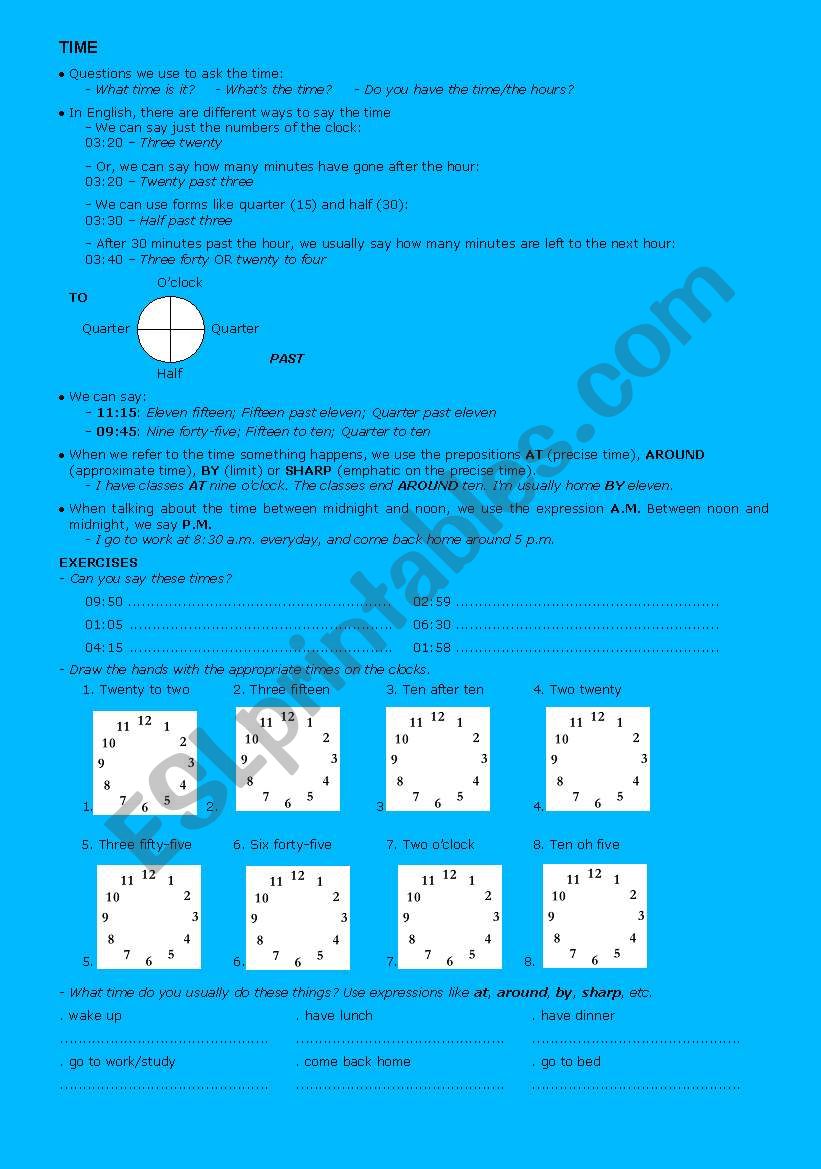 TIME REVIEW worksheet