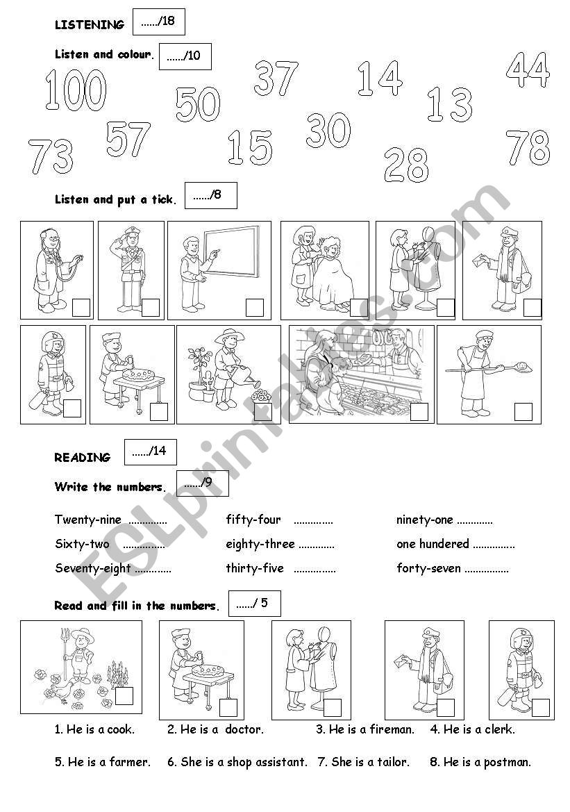 test worksheet