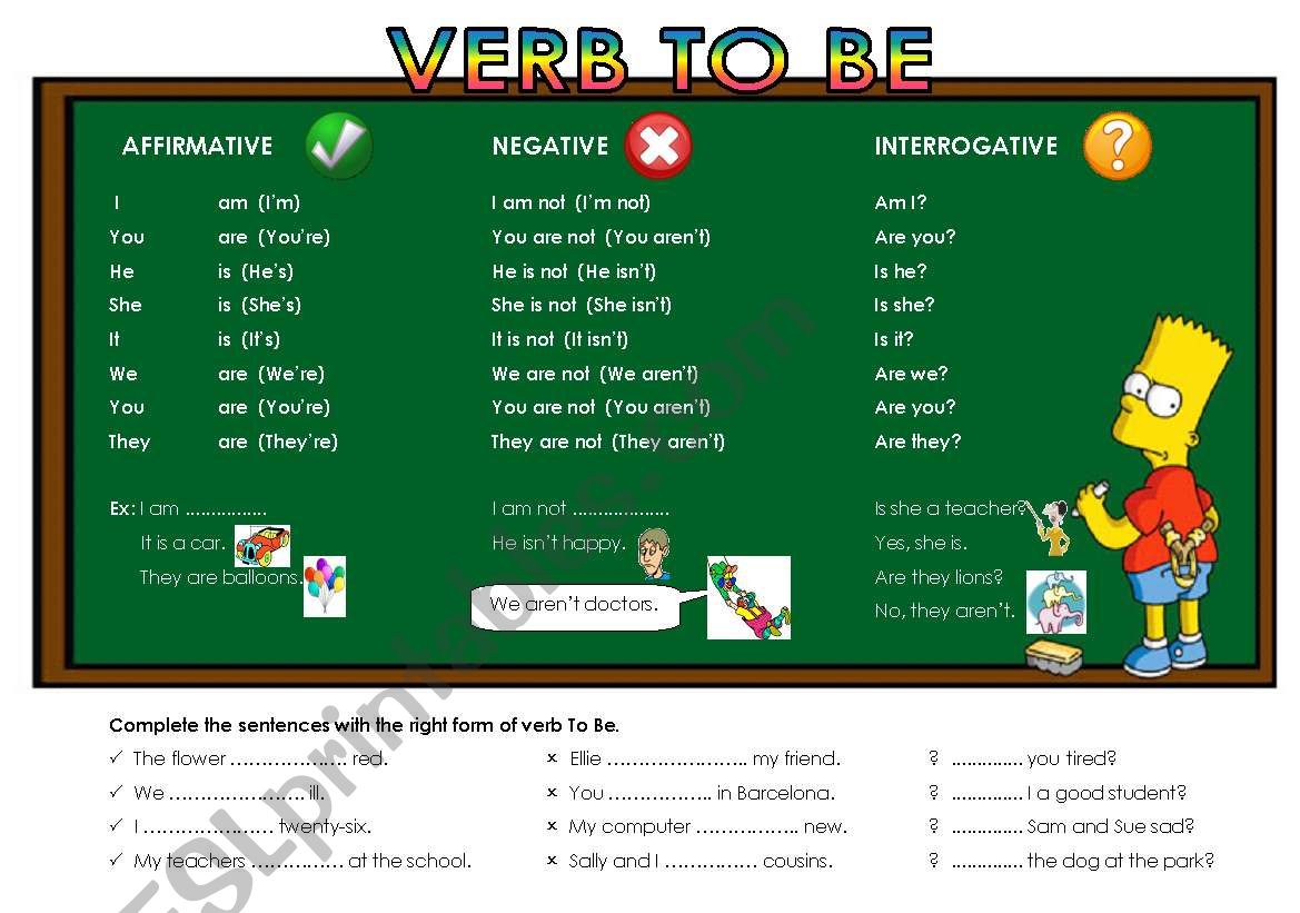 VERB TO BE worksheet