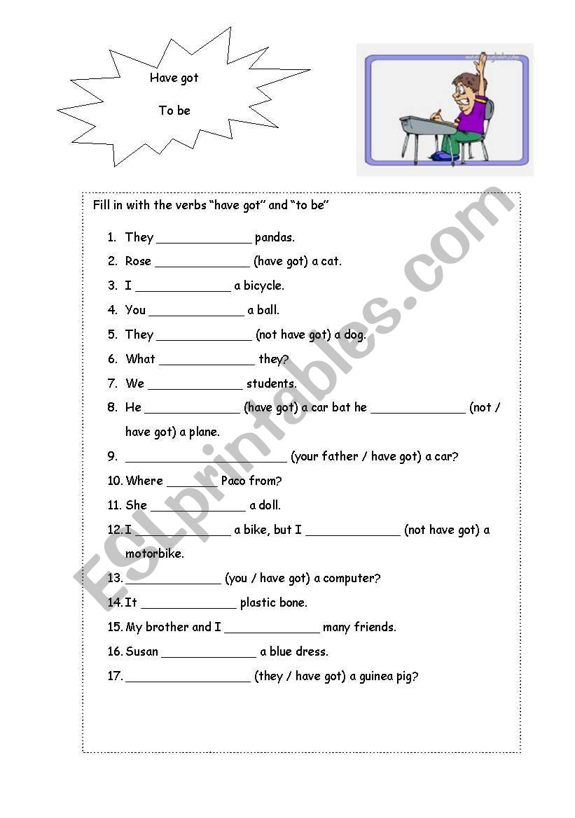 verbs Have got and To be worksheet