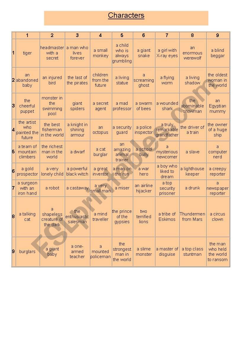 story prompts worksheet