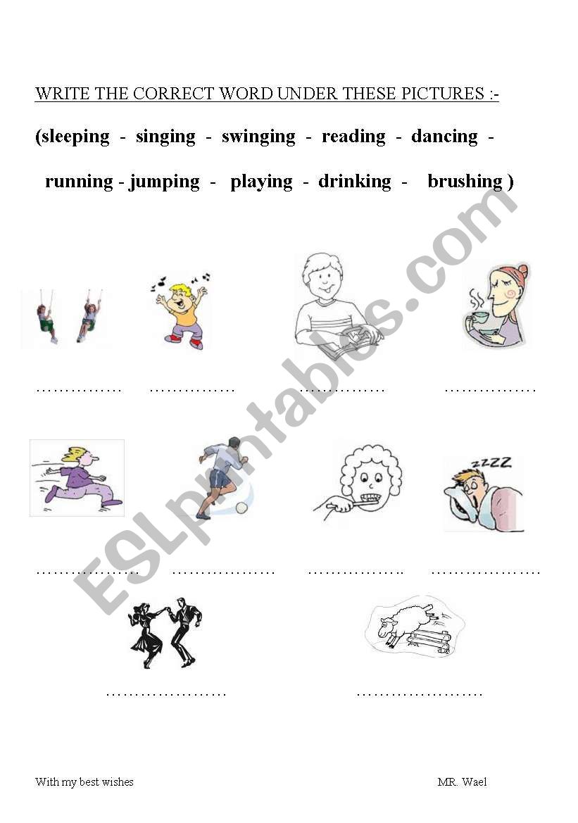 house - grammer (is -are) action - animals- missing letters