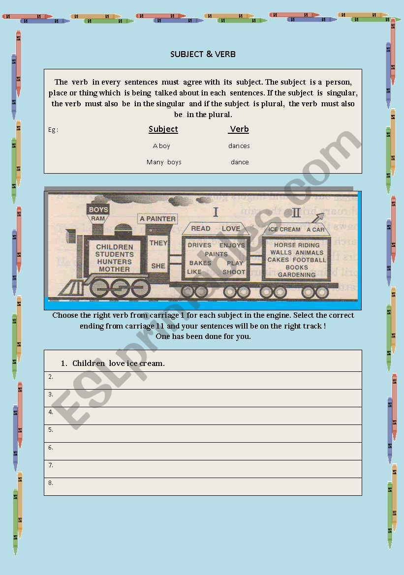 Subject & Verb worksheet