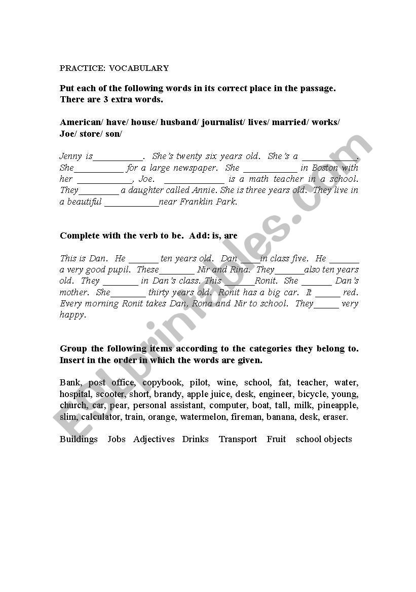 practice vocabulary worksheet