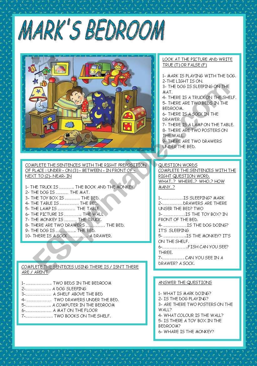 MARKÂ´S BEDROOM worksheet