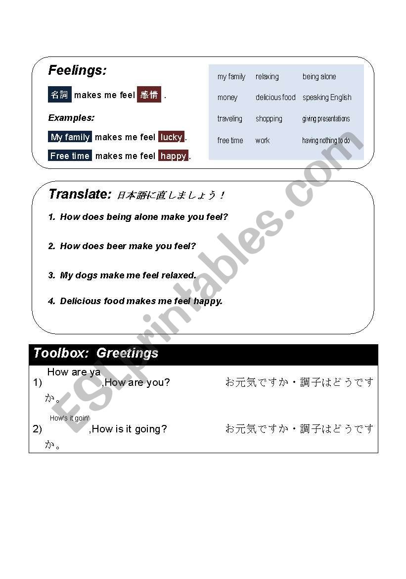 Emotions and Greetings worksheet