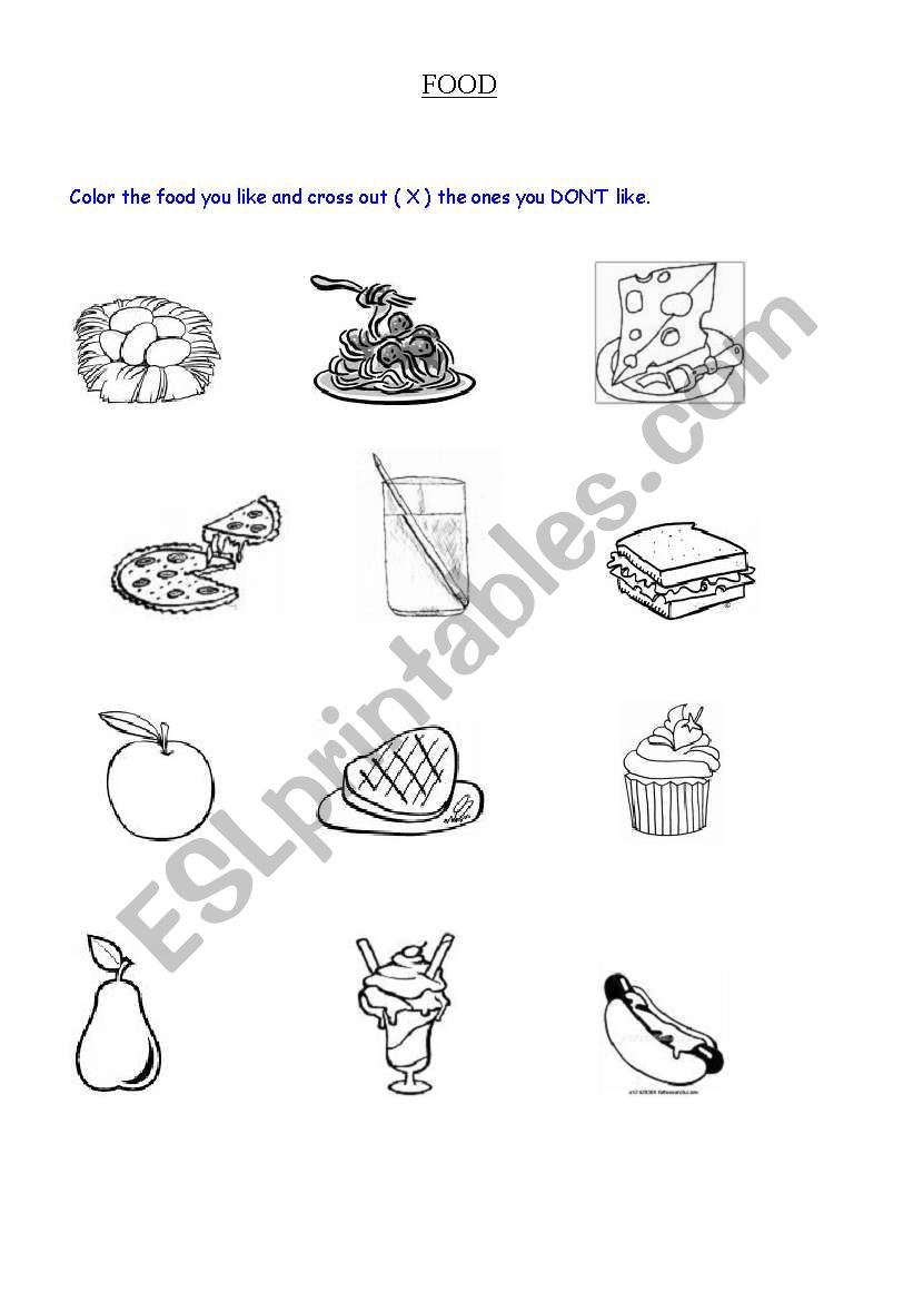  Food you like worksheet