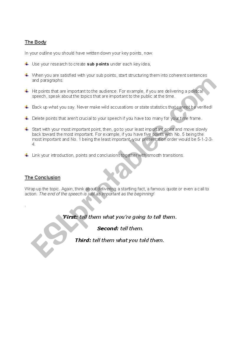 How to write a winning speech - ESL worksheet by granger