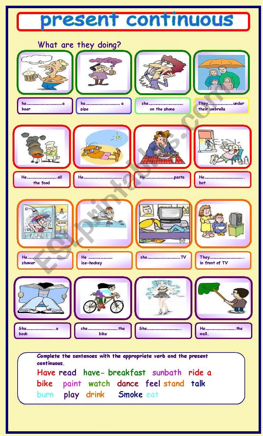 present continuous worksheet