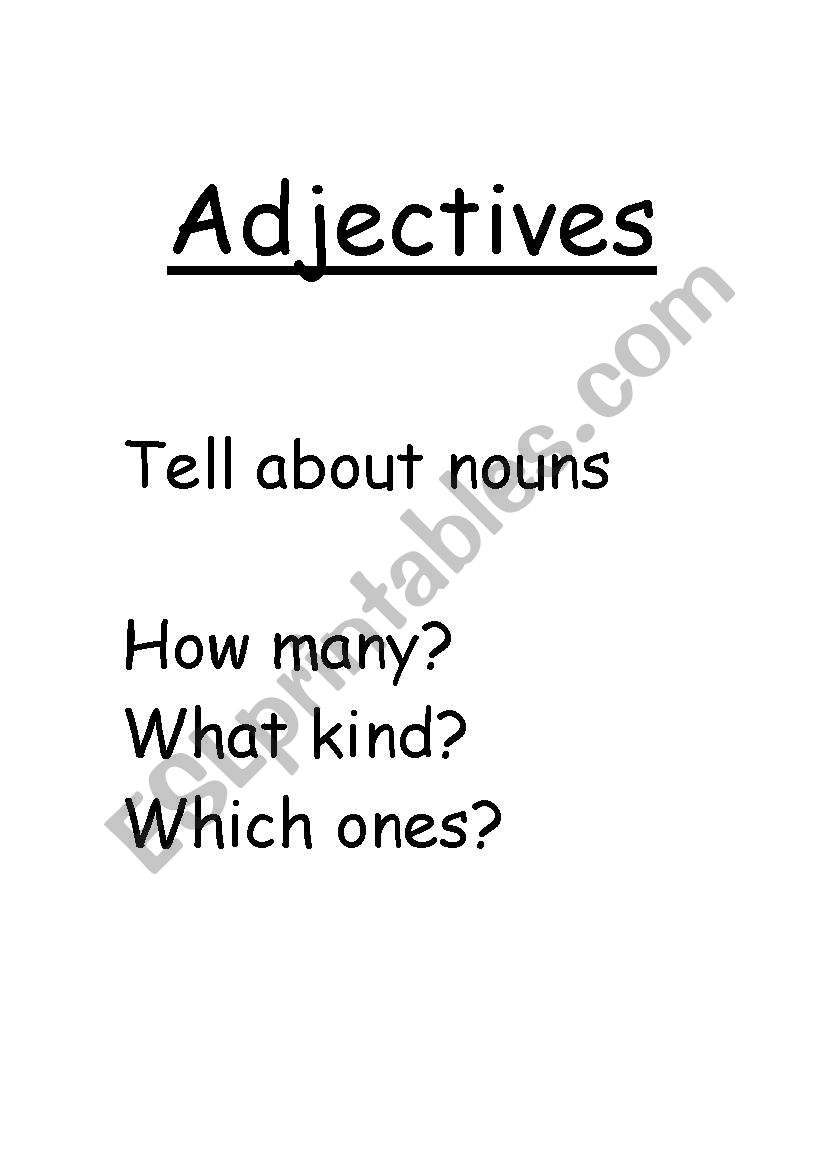 Adjective poster worksheet