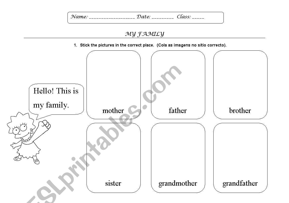 Simpsons Family cut and paste worksheet