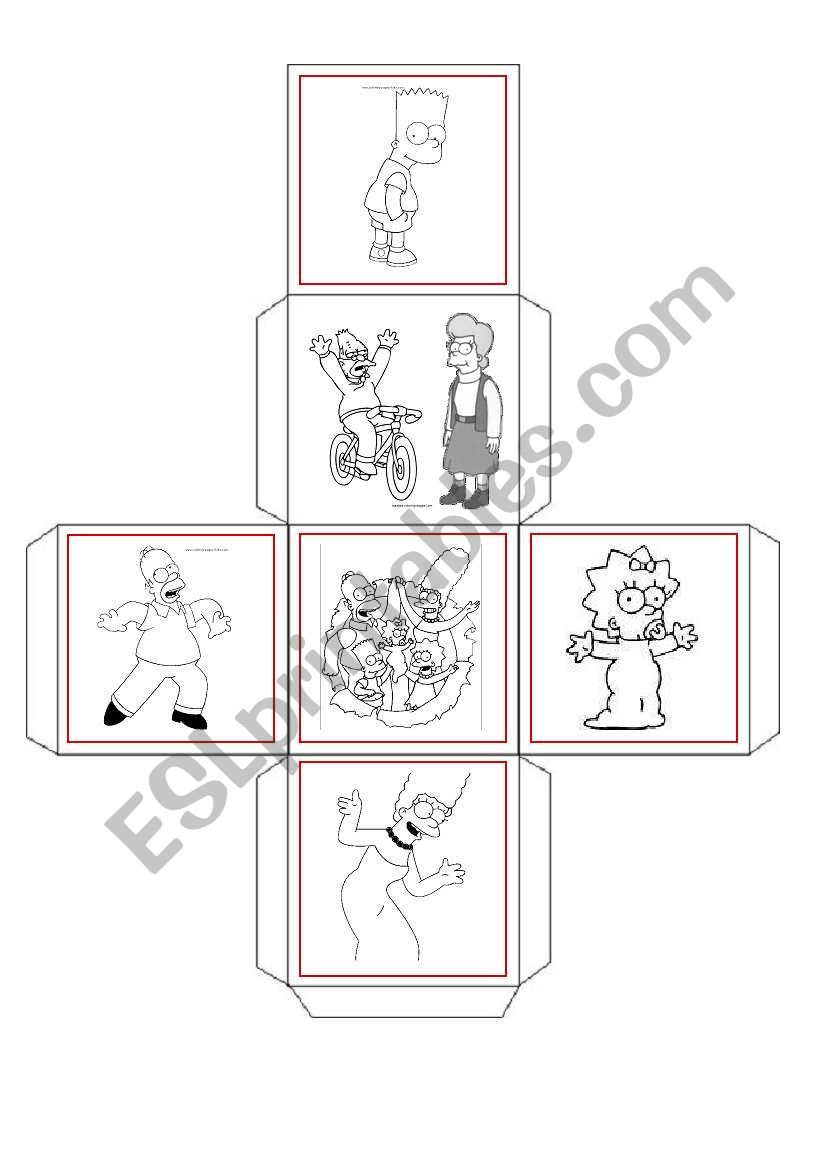 Simpsons dice and draw worksheet