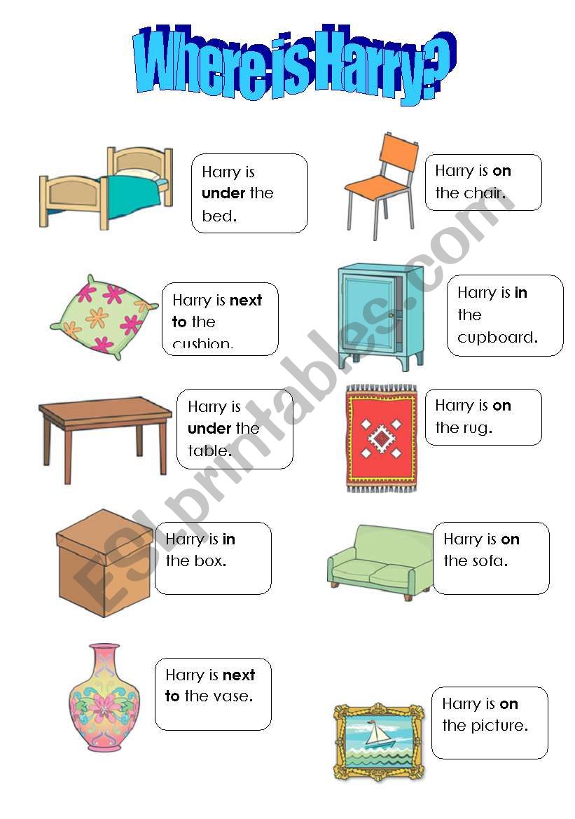 Prepositions: wheres Harry? worksheet