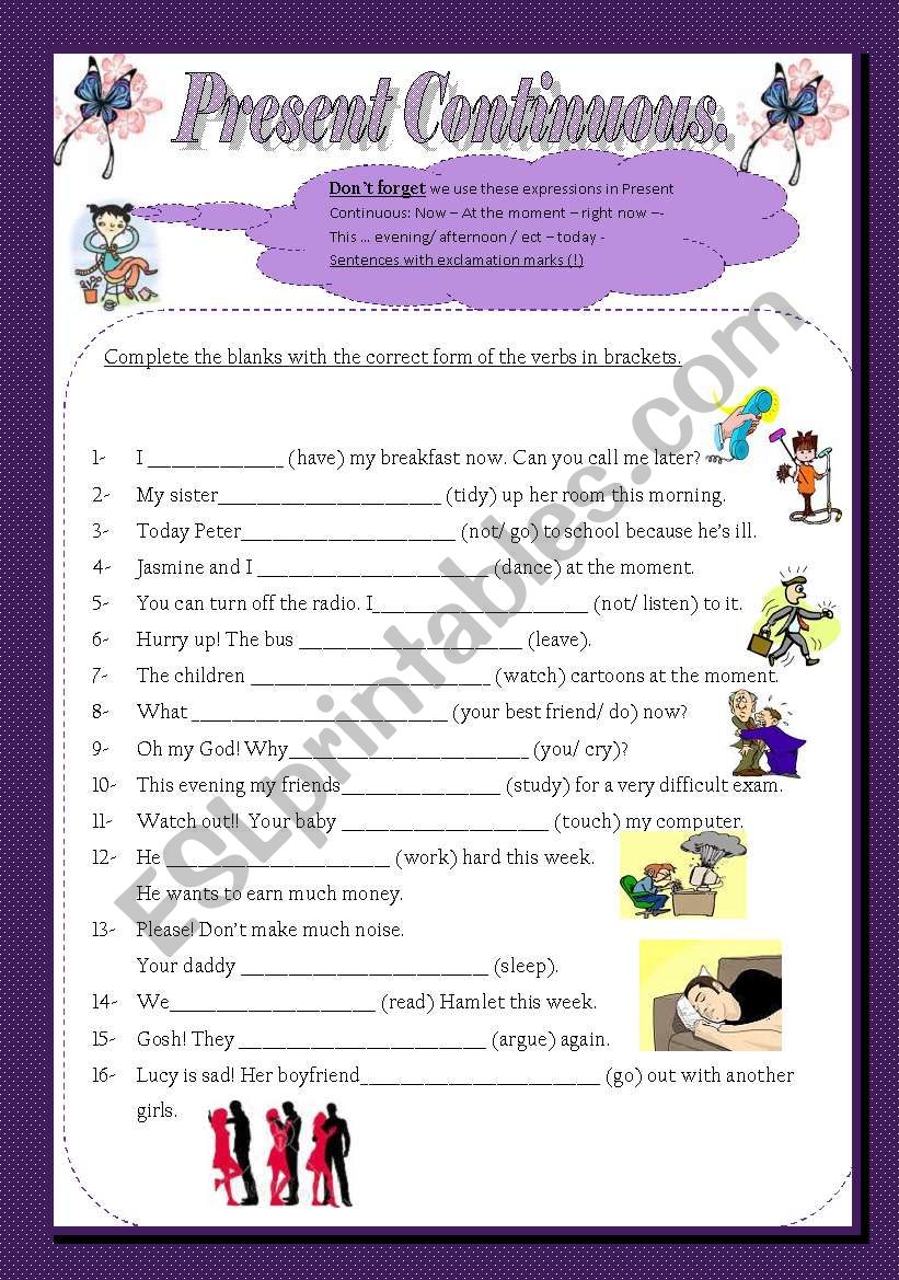 Present Continuous worksheet