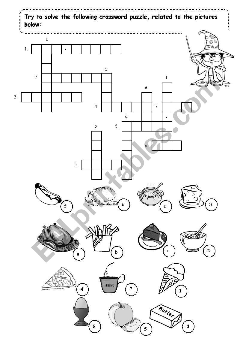 Food (crossword puzzle) worksheet