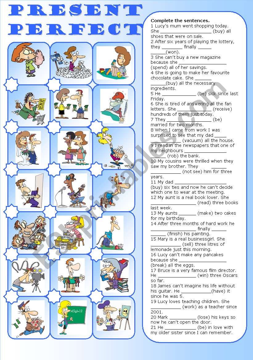 present perfect  worksheet