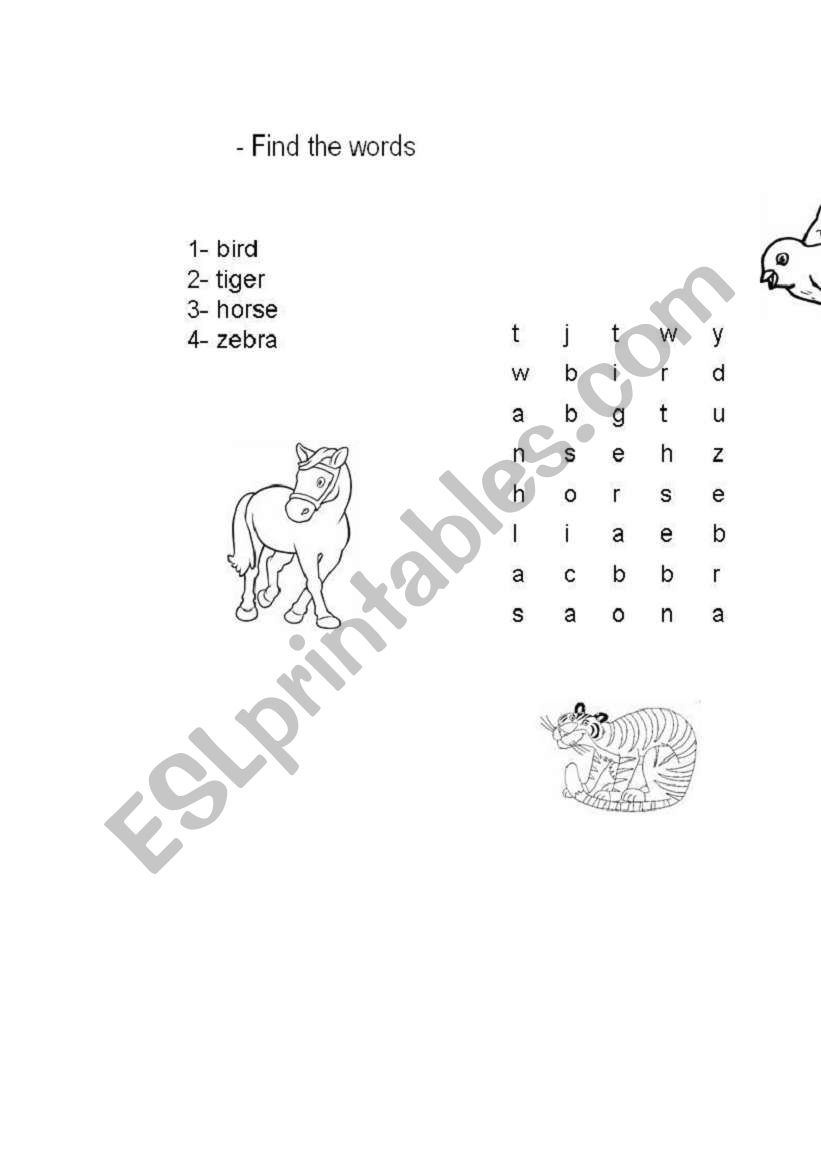 find the animals worksheet