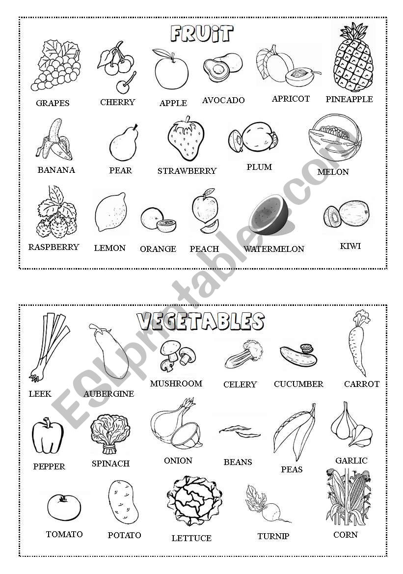 fruits and vegetables worksheet