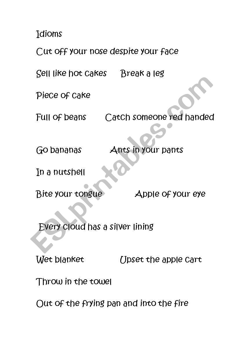 Idioms worksheet