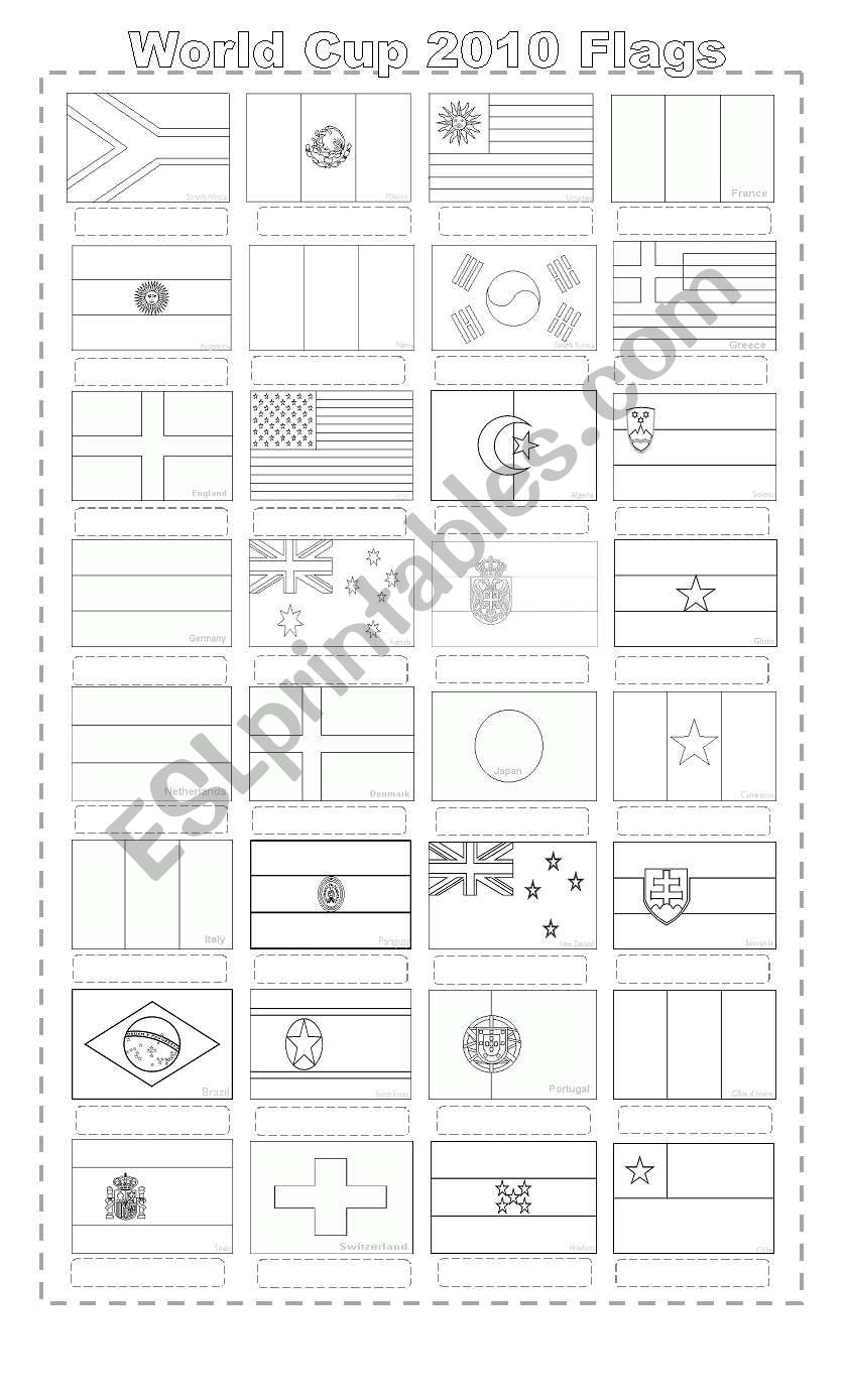 WORLD CUP 2010 FLAGS AND COUNTRIES