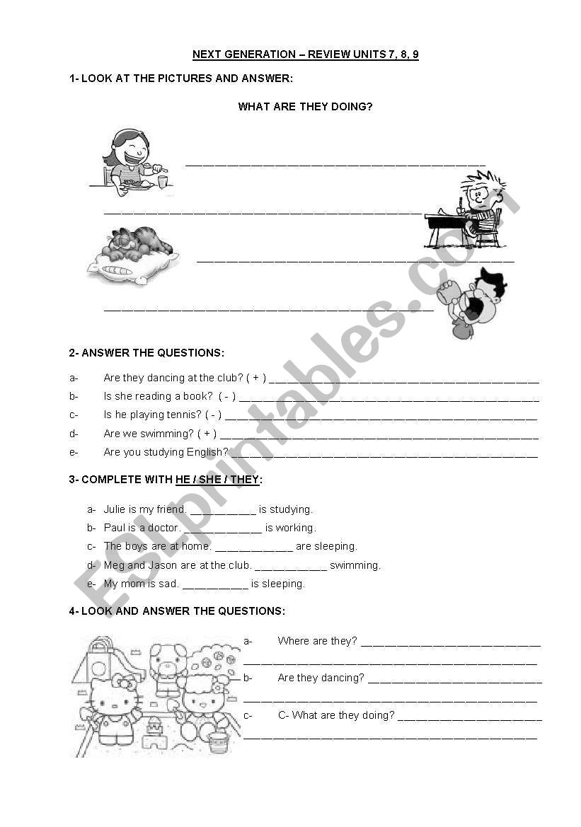 present continuous worksheet