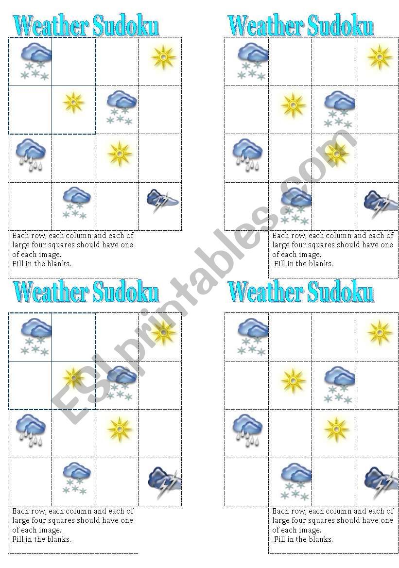 Weather sudoku worksheet