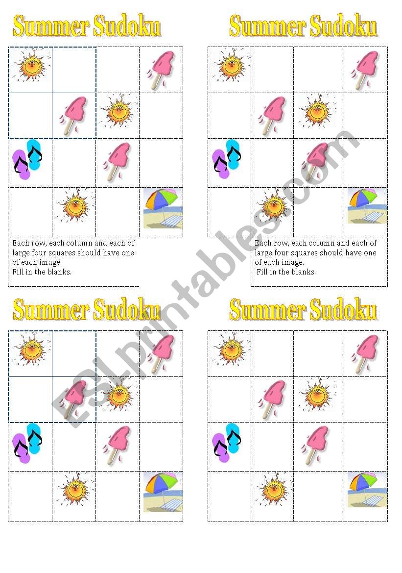 Summer Sudoku worksheet