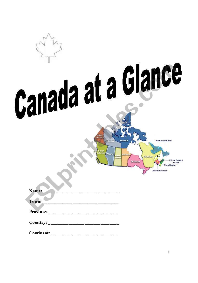 Canada at a Glance worksheet