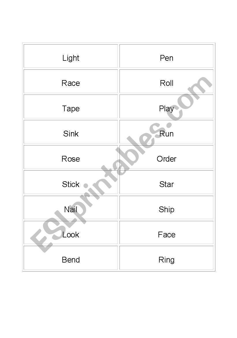 Multiple Meaning Words worksheet