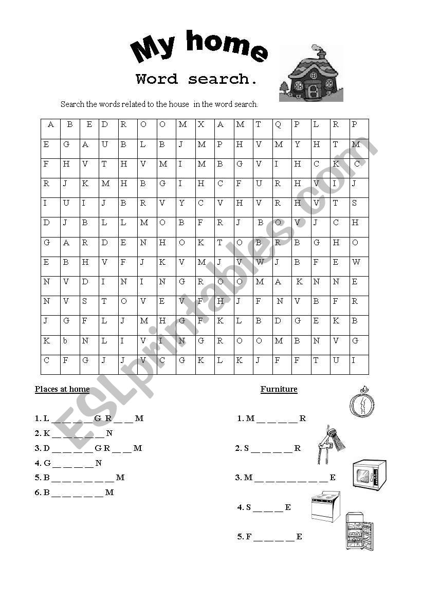 My home word search worksheet