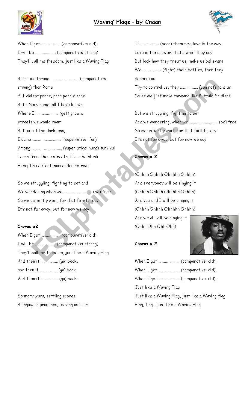 Song - Wavin Flags worksheet