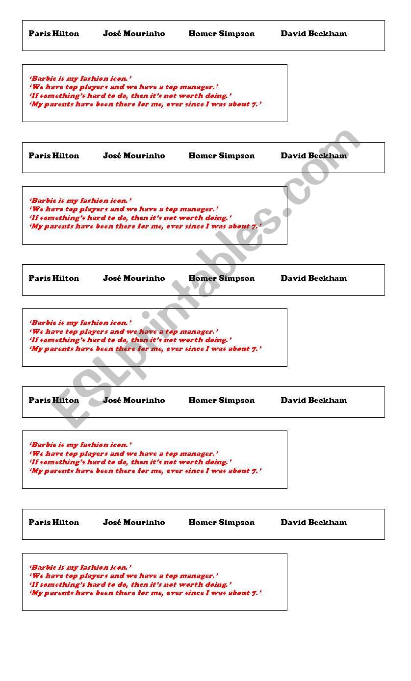 Reported Speech worksheet