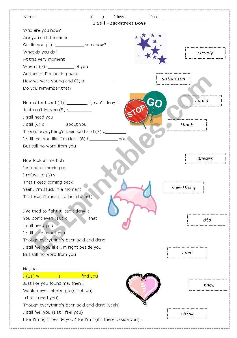 I Still - Backstreet Boys worksheet