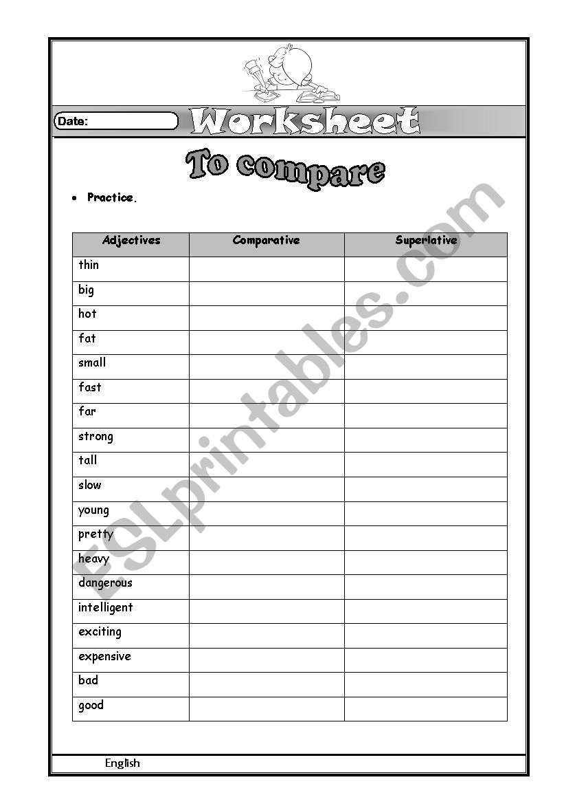 comparatives and superlatives worksheet