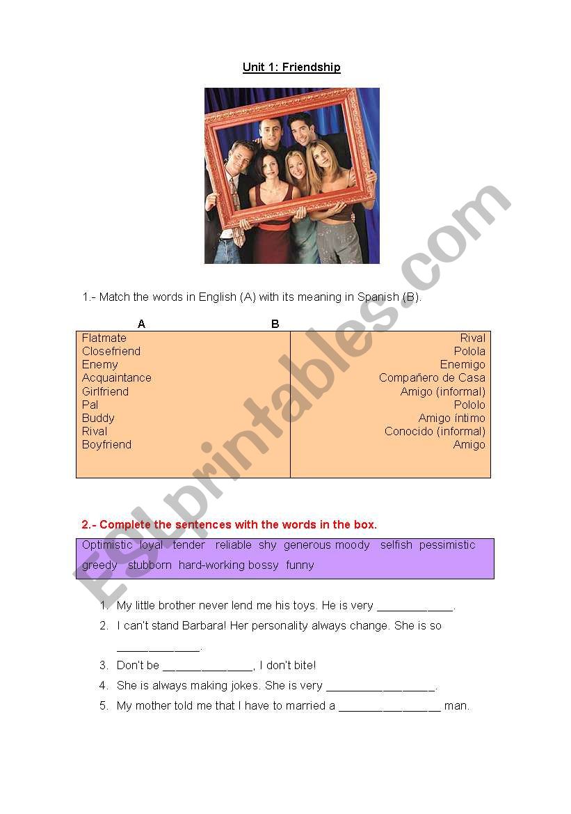 friendship worksheet