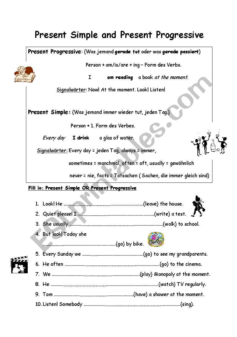 Present Simple or Progressive worksheet