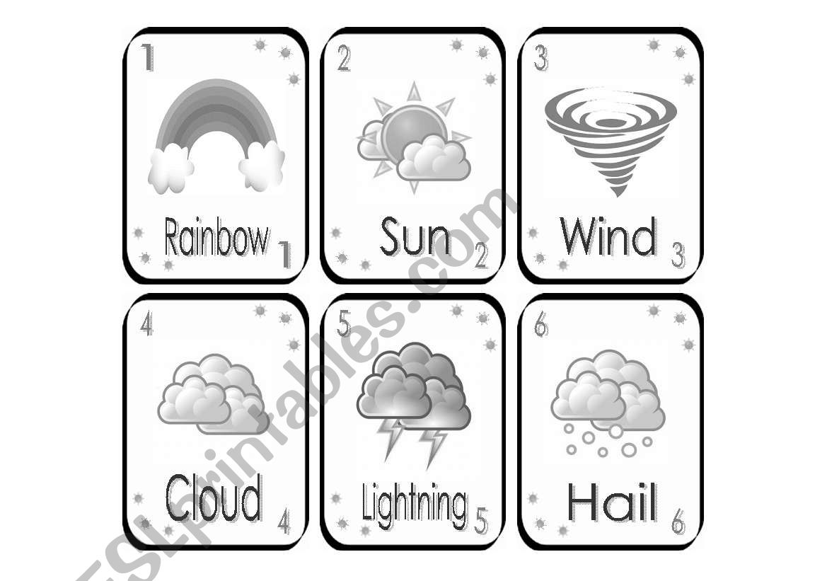 Weather playing cards  worksheet