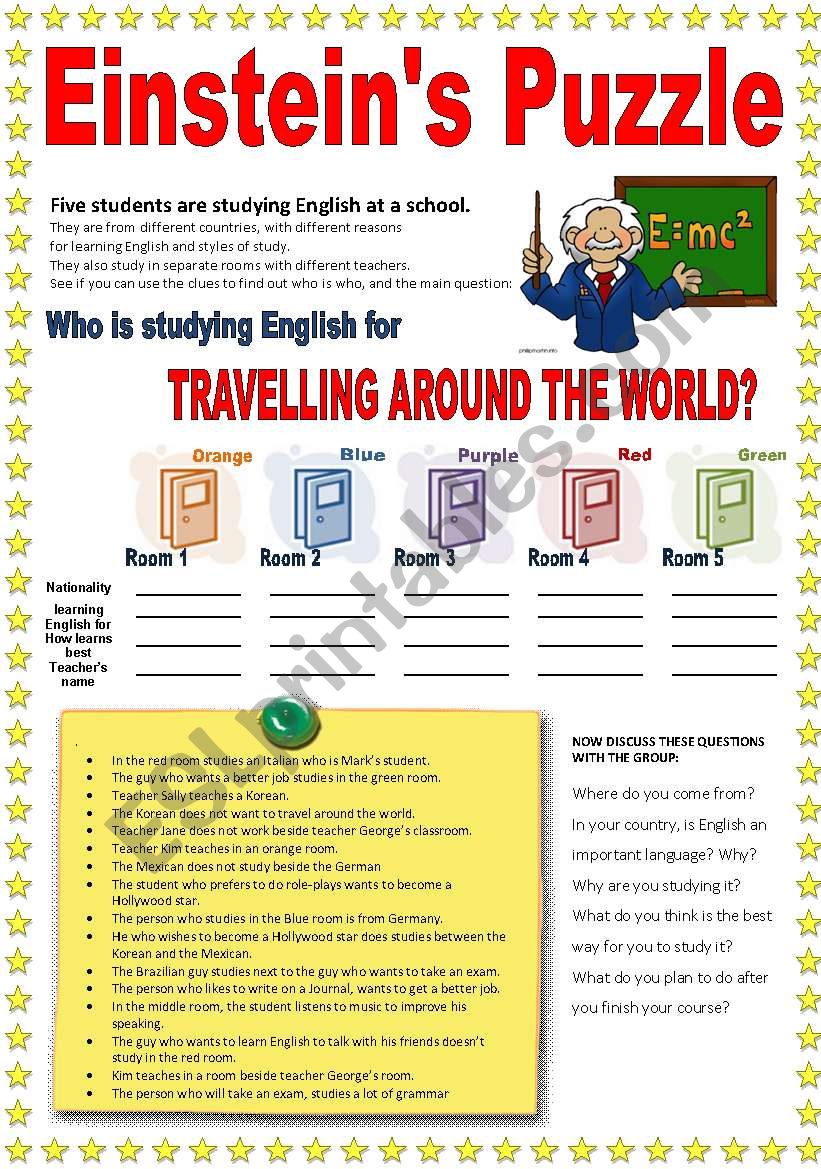 PUZZLE: WhoÂ´s learning English for travelling around the world?