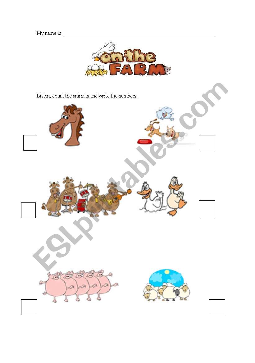 Farm animals worksheet