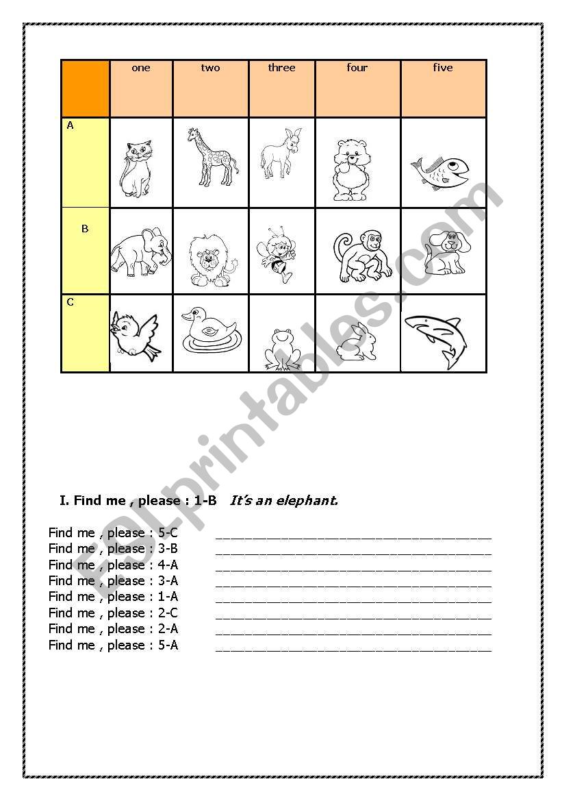 Animals worksheet