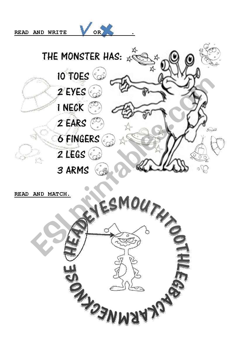 Body-Monsters worksheet