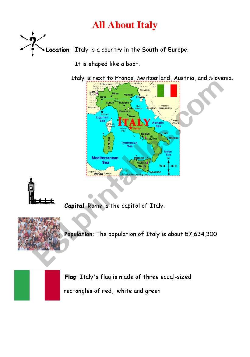 Italy_simple factfile worksheet