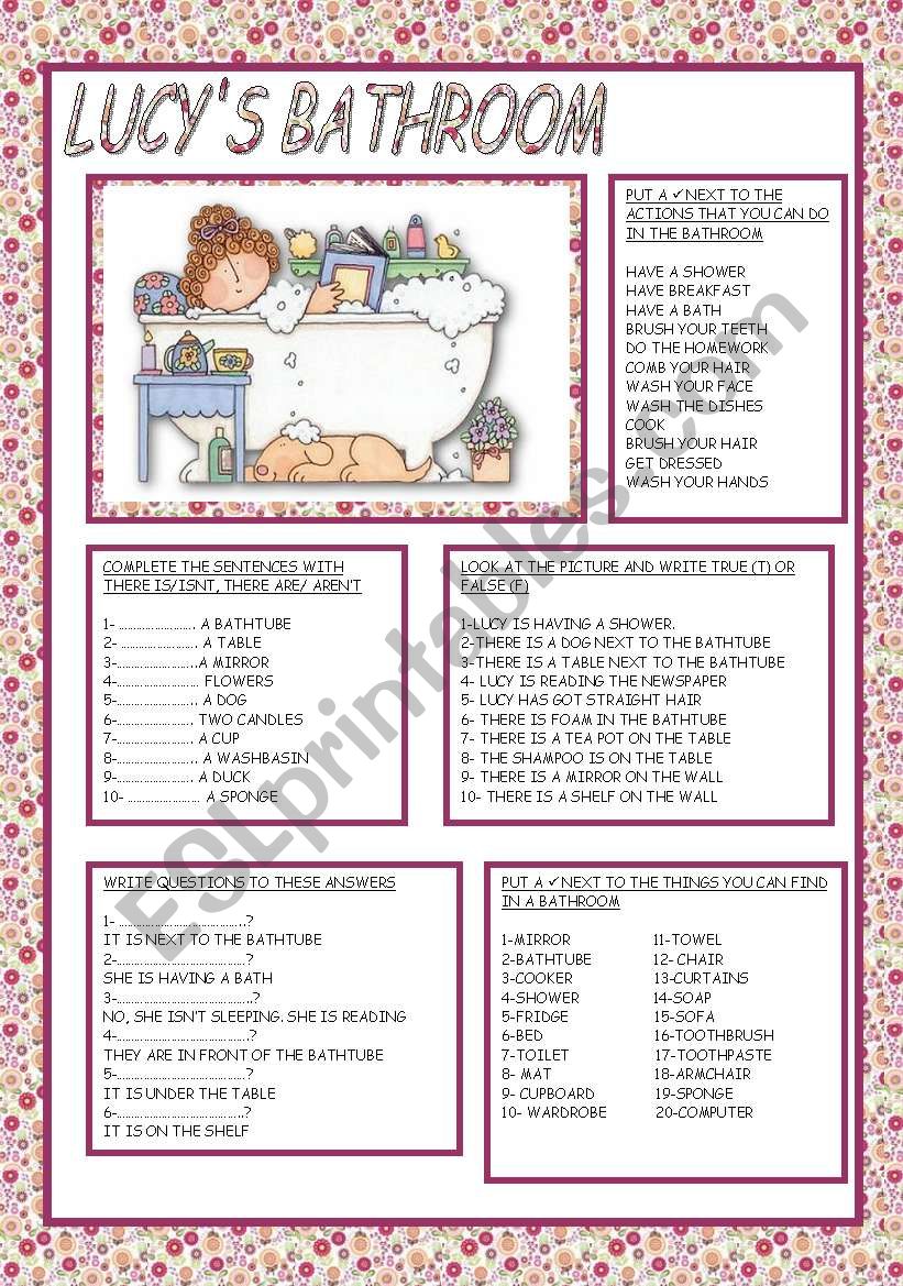 LUCYÂ´S BATHROOM worksheet