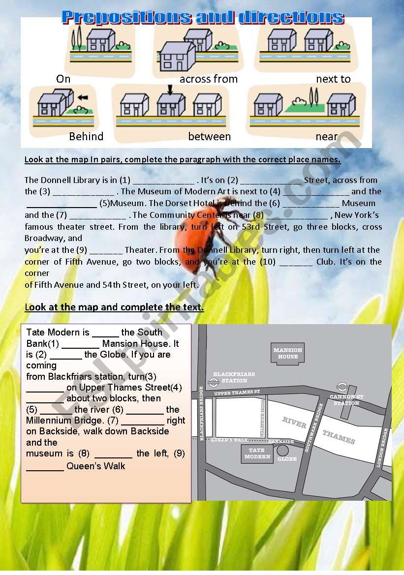 preposition of place worksheet